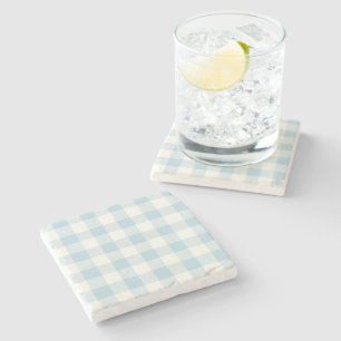 Porta-copo De Pedra Verificação de Gingham Azul
