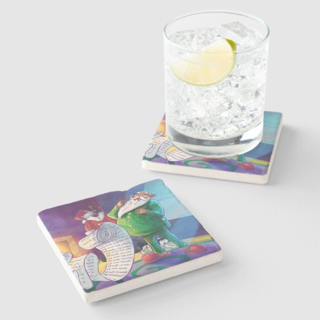 Porta-copo De Pedra Verifique duas vezes Papais noeis (Lateral)