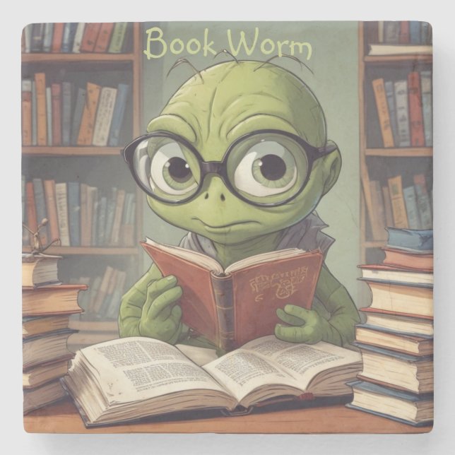 Porta-copo De Pedra Verme de Livro (Frente)