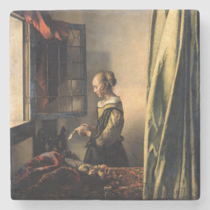Porta-copo De Pedra Vermeer - Rapariga lendo uma carta em uma janela a