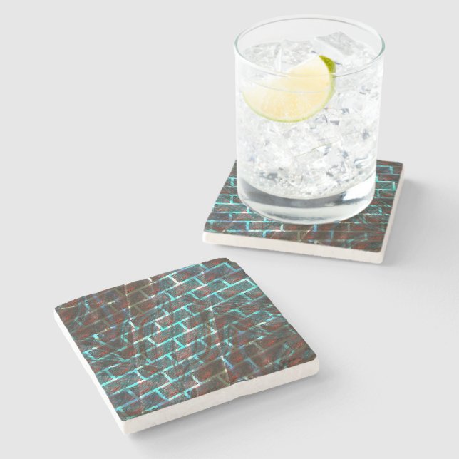 Porta-copo De Pedra Vermelho azul manchado, arranhões, rede ou efeito  (Lateral)