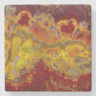 Porta-copo De Pedra Vermelho e amarelo Crayloa Jasper