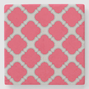 Porta-copo De Pedra Vermelho e cinza de quatrefoil