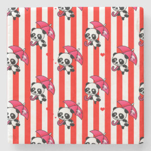 Porta-copo De Pedra Vermelho White Stripes Cugado