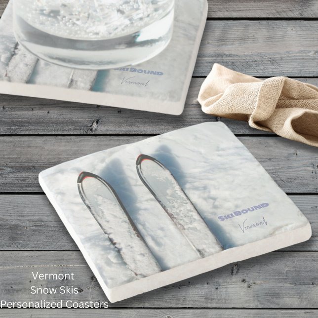 Porta-copo De Pedra Vermont Snow Skis Stone Porta copos (Vermont Snow Skis Personalized Stone Coasters)