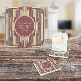 Porta-copo De Pedra Verso da Bíblia Personalizável da Art Deco