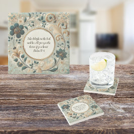 Porta-copo De Pedra Verso personalizável do quadro de tons verdes