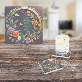 Porta-copo De Pedra Verso Personalizável Floral com Fundo Escuro