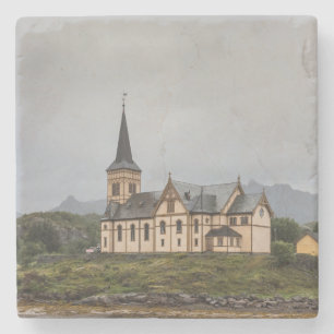 Porta-copo De Pedra Viagem da Igreja de Lofoten Vågan Foto