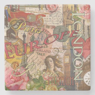 Porta-copo De Pedra Viagem Europeu Vintage Londres Paris