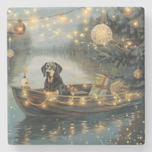 Porta-copo De Pedra Viagem Festiva de Natal do Bluetick Coonhound