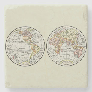 Porta-copo De Pedra Viagem Globe Map Earth 1916 World Atlas