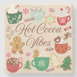 Porta-copo De Pedra Vibrações de Natal com Chocolate Quente