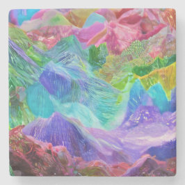 Porta-copo De Pedra Vibrant Crystal Mountain Abstrato