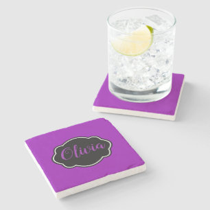 Porta-copo De Pedra Vibrante, Roxo Fuchsia Ousado Personalizado 