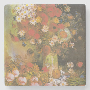 Porta-copo De Pedra Vida Morta Floral de Van Gogh Papoulas Vermelhas &