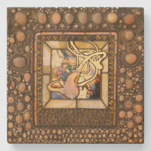 Porta-copo De Pedra Vidro abstrato art nouveau esmagado em janela