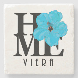 Porta-copo De Pedra Viera HOME Blue Hibiscus