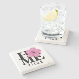 Porta-copo De Pedra Viera HOME Pink Hibiscus