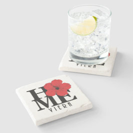 Porta-copo De Pedra Viera HOME Red Hibiscus