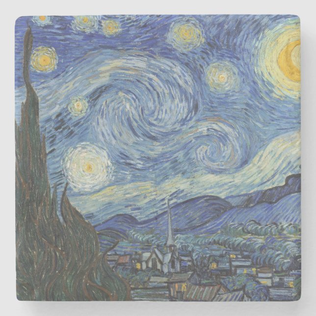Porta-copo De Pedra Vincent van Gogh | A Noite Estrelada, junho de 188 (Frente)