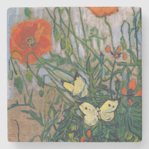 Porta-copo De Pedra Vincent van Gogh - Borboletas e Papoulas