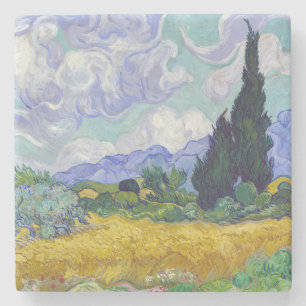 Porta-copo De Pedra Vincent Van Gogh - Campo de Trigo com Ciprestes