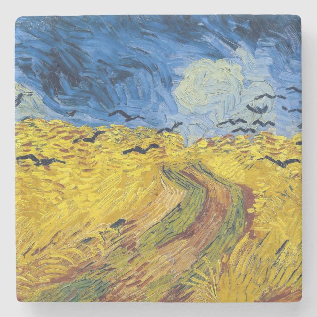Porta-copo De Pedra Vincent van Gogh - Campo de Trigo com Corvos (Frente)
