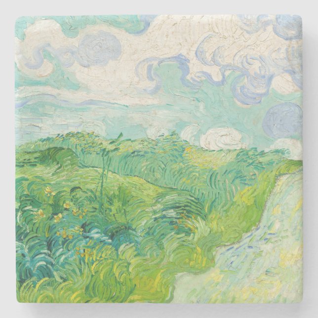 Porta-copo De Pedra Vincent van Gogh - Campo de Trigo Verde, Auvers (Frente)