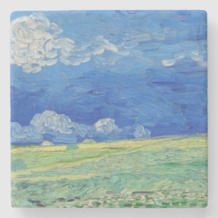 Porta-copo De Pedra Vincent van Gogh - Campos de trigo sob nuvens de t