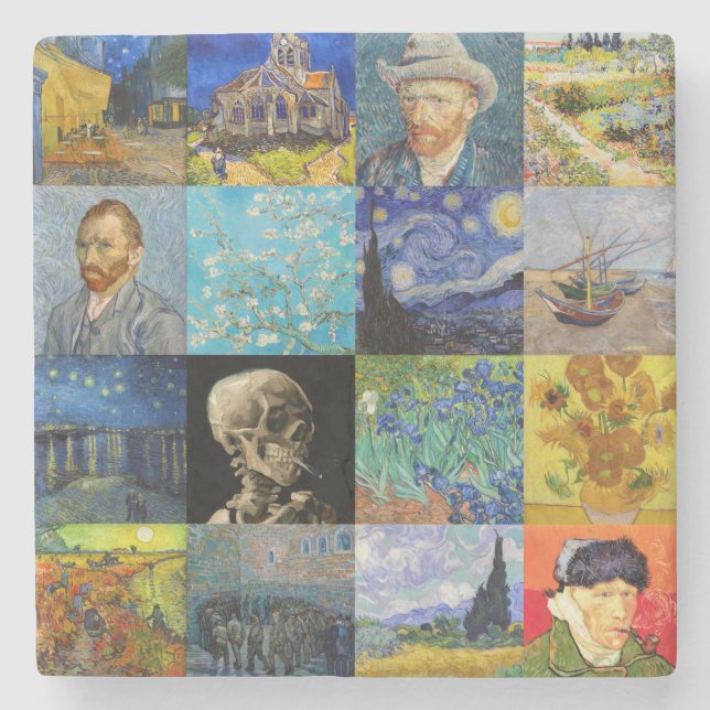 Porta-copo De Pedra Vincent van Gogh - Masterworks Mosaic Patchwork (Frente)