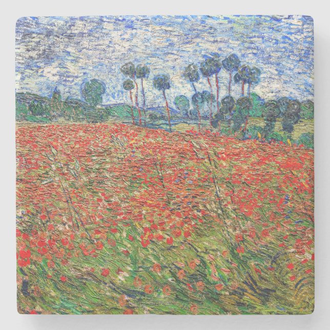 Porta-copo De Pedra Vincent van Gogh - Poppy Field (Frente)
