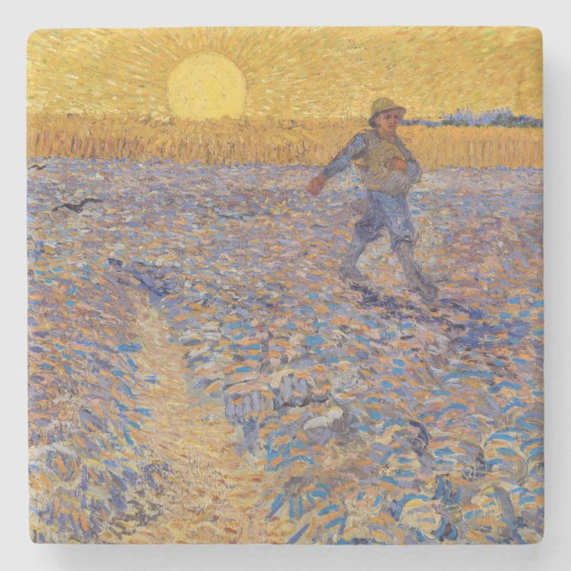 Porta-copo De Pedra Vincent van Gogh - Sower with Setting Sun (Frente)