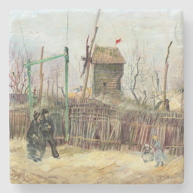 Porta-copo De Pedra Vincent van Gogh - Street Scene em Montmartre (Frente)