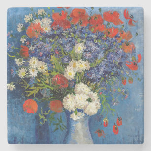 Porta-copo De Pedra Vincent van Gogh - Vase com Cornflower e Poppies