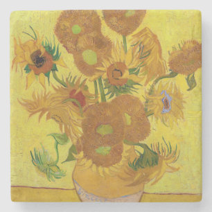 Porta-copo De Pedra Vincent van Gogh - Vaso com Quinze Girassóis