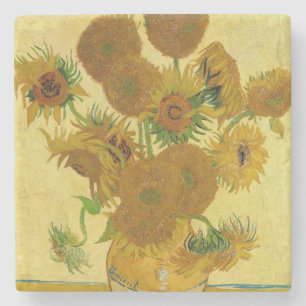 Porta-copo De Pedra Vincent van Gogh - Vaso com Quinze Girassóis