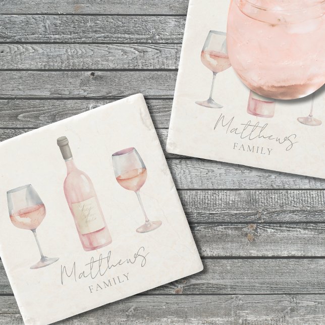 Porta-copo De Pedra Vinho com Nome Personalizado (Personalized Name Wine Stone Coaster)