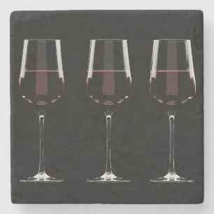 Porta-copo De Pedra Vinhos com vinho tinto em preto