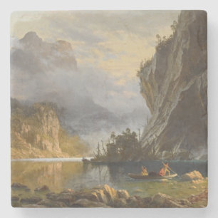 Porta-copo De Pedra Vintage Albert Bierstadt Indians Speaking Fisherie
