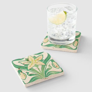 Porta-copo De Pedra Vintage Art Nouveau snowdrop padrão floral