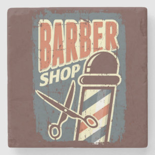 Porta-copo De Pedra Vintage Barber Pole Blue