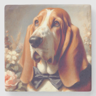 Porta-copo De Pedra Vintage Basset Hound Painting