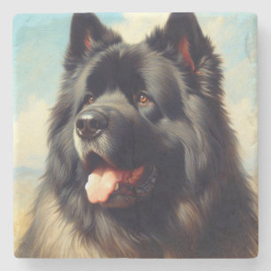 Porta-copo De Pedra Vintage Bouvier des Flandres Painting