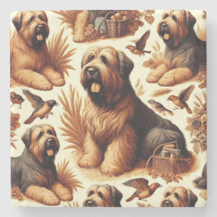 Porta-copo De Pedra Vintage Briard Dog Seamless