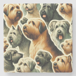 Porta-copo De Pedra Vintage Briard Dog Seamless