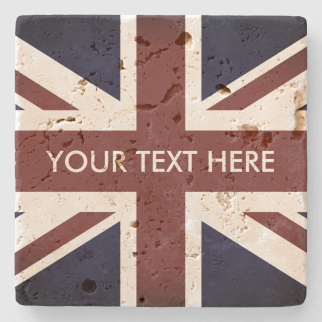 Porta-copo De Pedra Vintage British Union Jack flag (Frente)