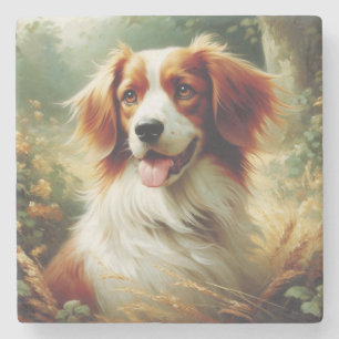 Porta-copo De Pedra Vintage Brittany Dog Painting