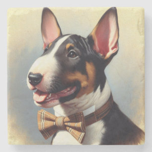 Porta-copo De Pedra Vintage Bull Terrier Painting Retrato