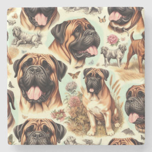 Porta-copo De Pedra Vintage Bullmastiff Seamless